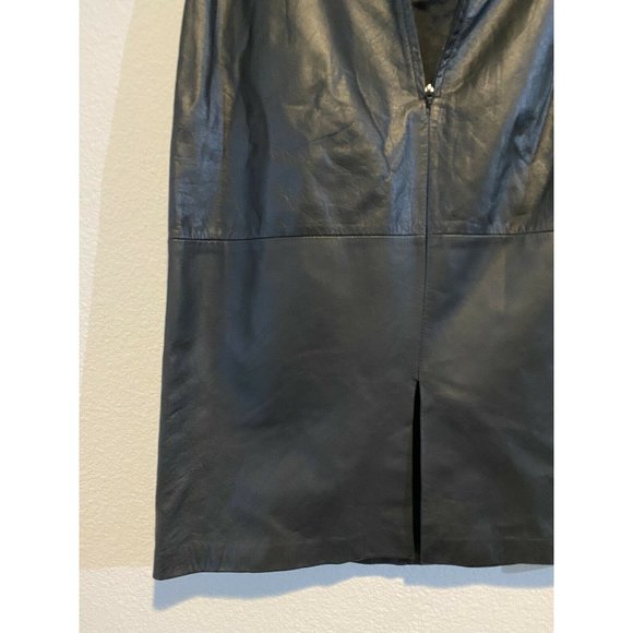 West Bay Sport Leathers Vintage 100% Leather Pencil Skirt Size 8 Black - Picture 8 of 9